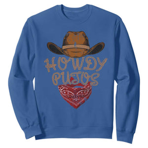 Howdy Putos Sweatshirt Funny Western Country Rodeo Southern Retro Cowboy TS10 Royal Blue Print Your Wear