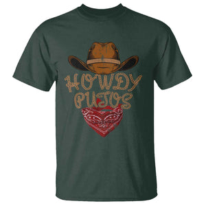Howdy Putos T Shirt Funny Western Country Rodeo Southern Retro Cowboy TS10 Dark Forest Green Print Your Wear