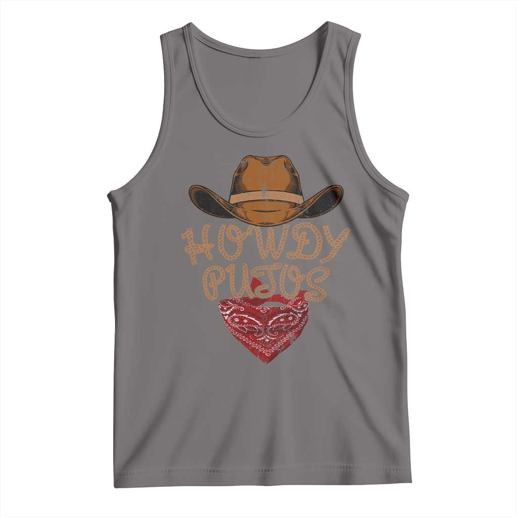 Howdy Putos Tank Top Funny Western Country Rodeo Southern Retro Cowboy TS10 Deep Heather Print Your Wear