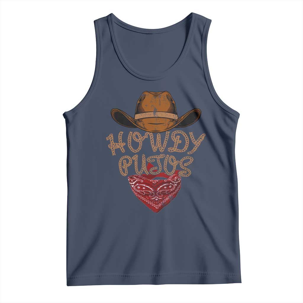 Howdy Putos Tank Top Funny Western Country Rodeo Southern Retro Cowboy TS10 Navy Print Your Wear