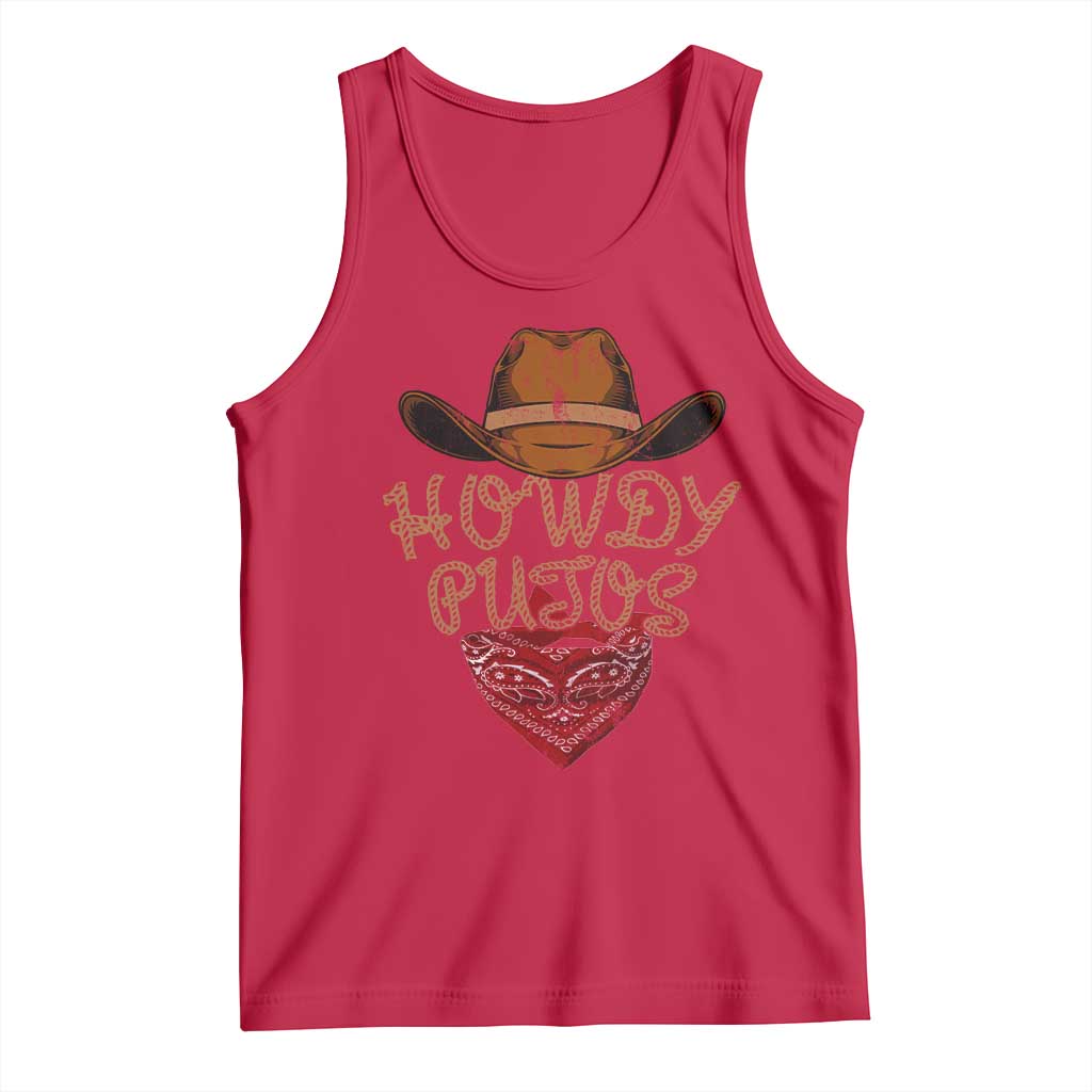 Howdy Putos Tank Top Funny Western Country Rodeo Southern Retro Cowboy TS10 Red Print Your Wear