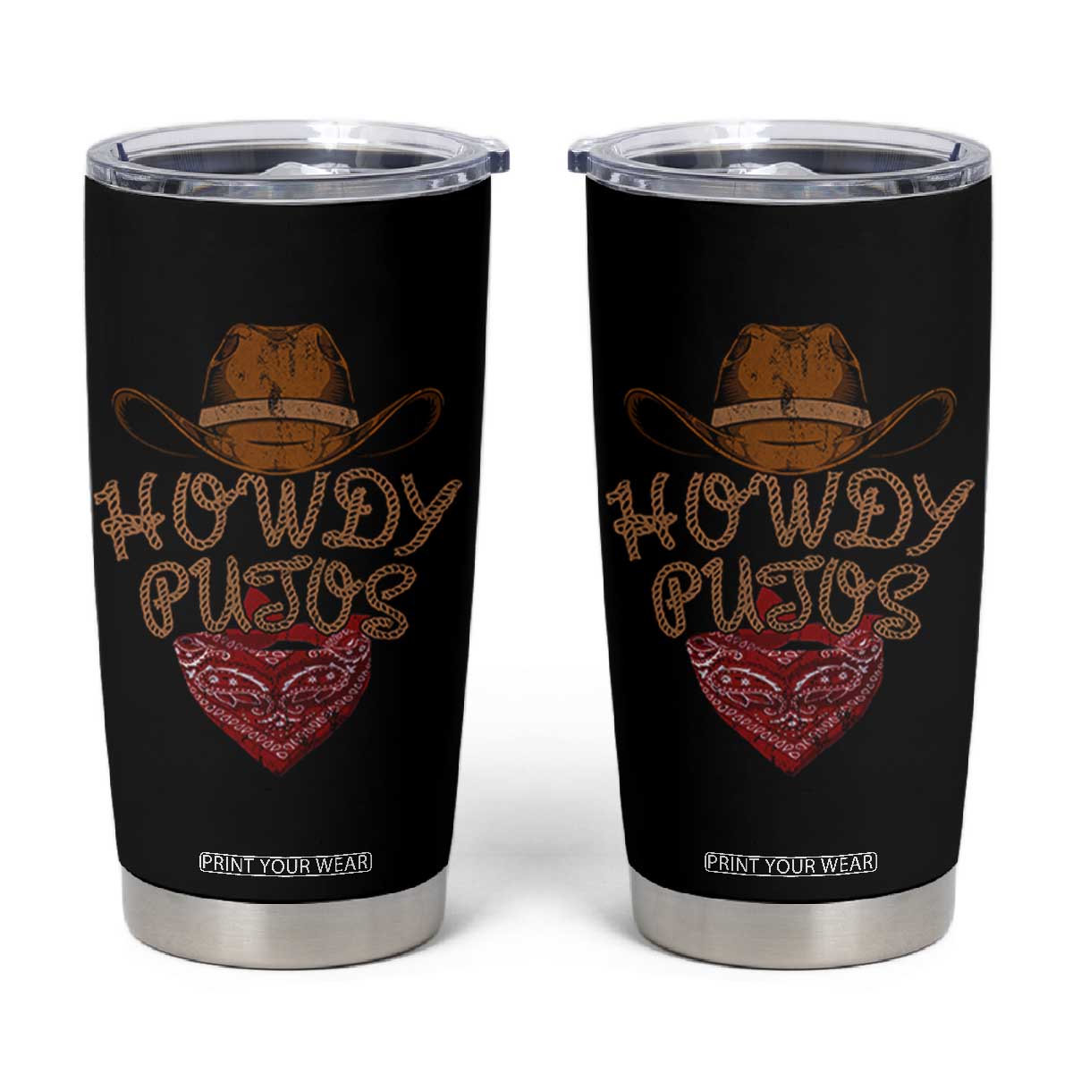 Howdy Putos Tumbler Cup Funny Western Country Rodeo Southern Retro Cowboy TS10 Black Print Your Wear