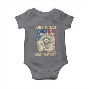 Just A Dad Who Always Came Back With The Milk Baby Onesie Raccoon American Flag Father's Day TS10 Charcoal Print Your Wear