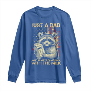 Just A Dad Who Always Came Back With The Milk Long Sleeve Shirt Raccoon American Flag Father's Day TS10 Royal Blue Print Your Wear