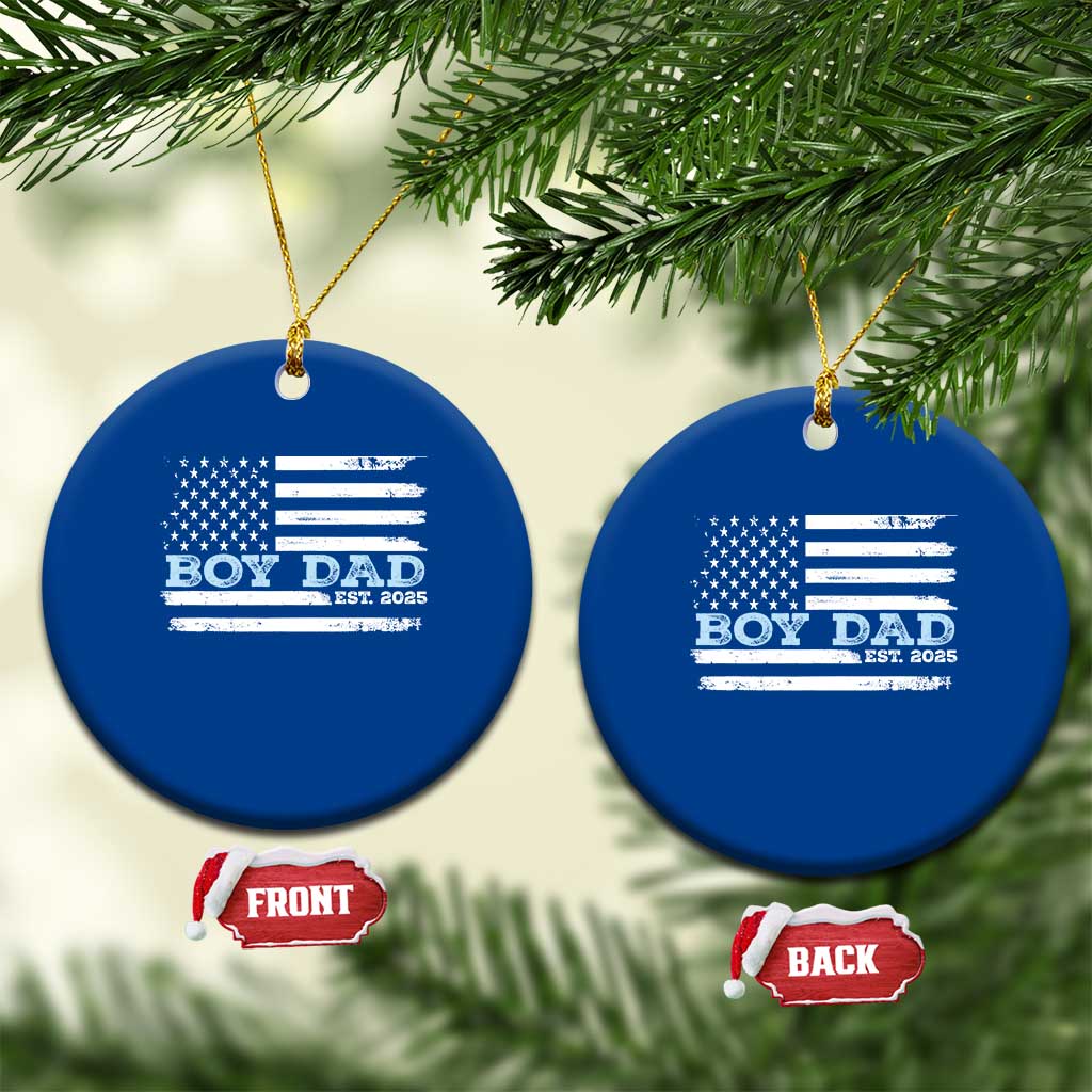 Boy Dad Est 2025 Ceramic Ornament Newborn Daddy Father Baby Boy Son USA Flag TS10 1pc Blue Print Your Wear