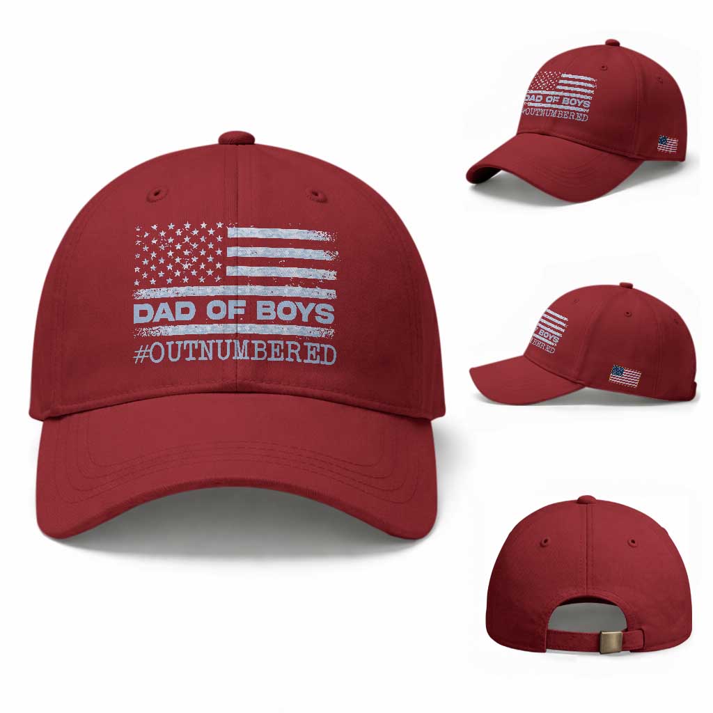 Dad Of Boys Outnumbered Baseball Cap Daddy Of Newborn Baby Boy First Fathers Day Camo American Flag TS10 Baseball Cap Universal Fit Cherry Red Print Your Wear