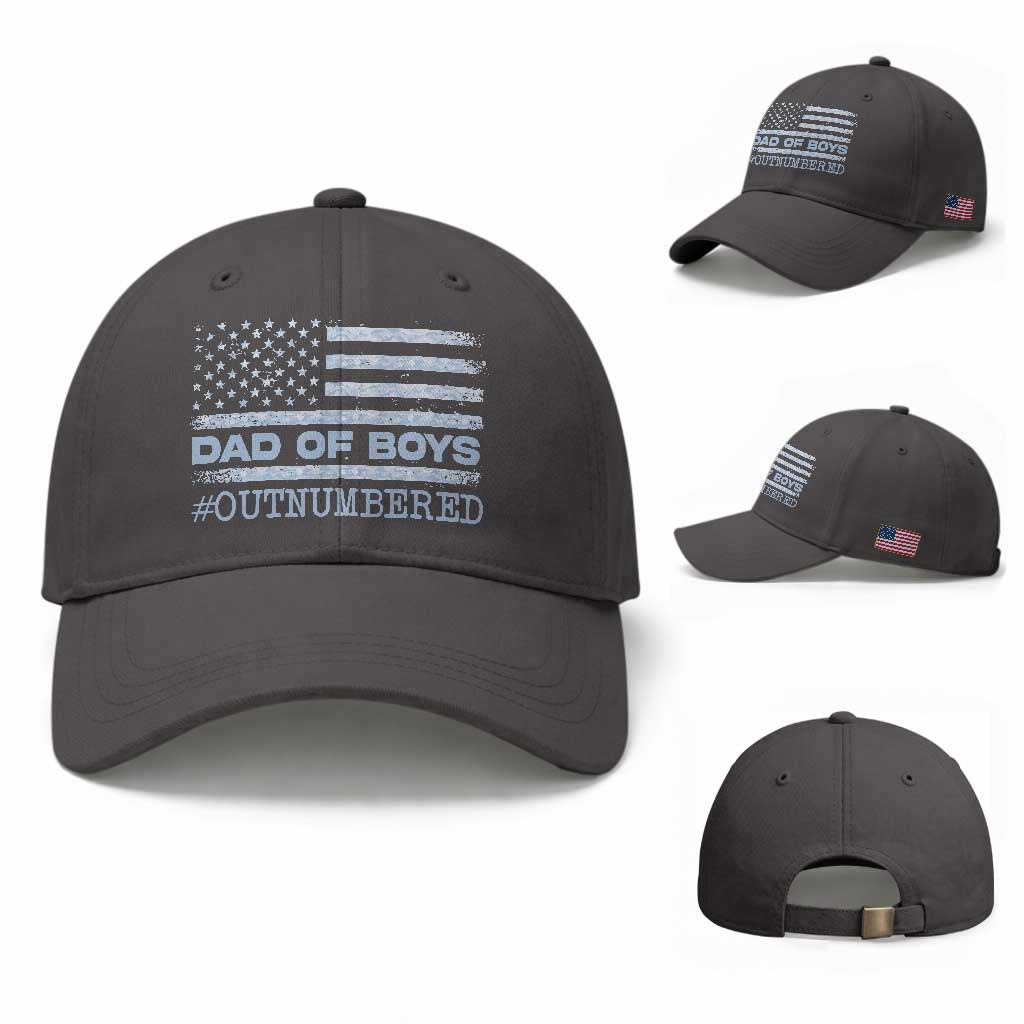 Dad Of Boys Outnumbered Baseball Cap Daddy Of Newborn Baby Boy First Fathers Day Camo American Flag TS10 Baseball Cap Universal Fit Dark Gray Print Your Wear