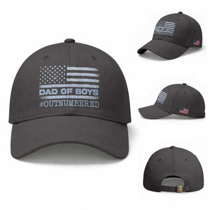 Dad Of Boys Outnumbered Baseball Cap Daddy Of Newborn Baby Boy First Fathers Day Camo American Flag TS10 Baseball Cap Universal Fit Dark Gray Print Your Wear