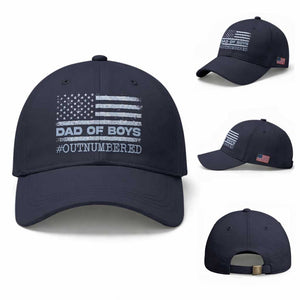 Dad Of Boys Outnumbered Baseball Cap Daddy Of Newborn Baby Boy First Fathers Day Camo American Flag TS10 Baseball Cap Universal Fit Navy Print Your Wear