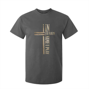 Christian Drummer T Shirt For Kid In Jesus Name I Play Drumstick Cross Drums Percussionist TS10 Dark Heather Print Your Wear