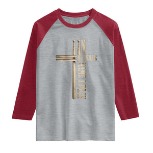 Christian Drummer Raglan Shirt In Jesus Name I Play Drumstick Cross Drums Percussionist TS10 Heather Gray Heather Red Print Your Wear