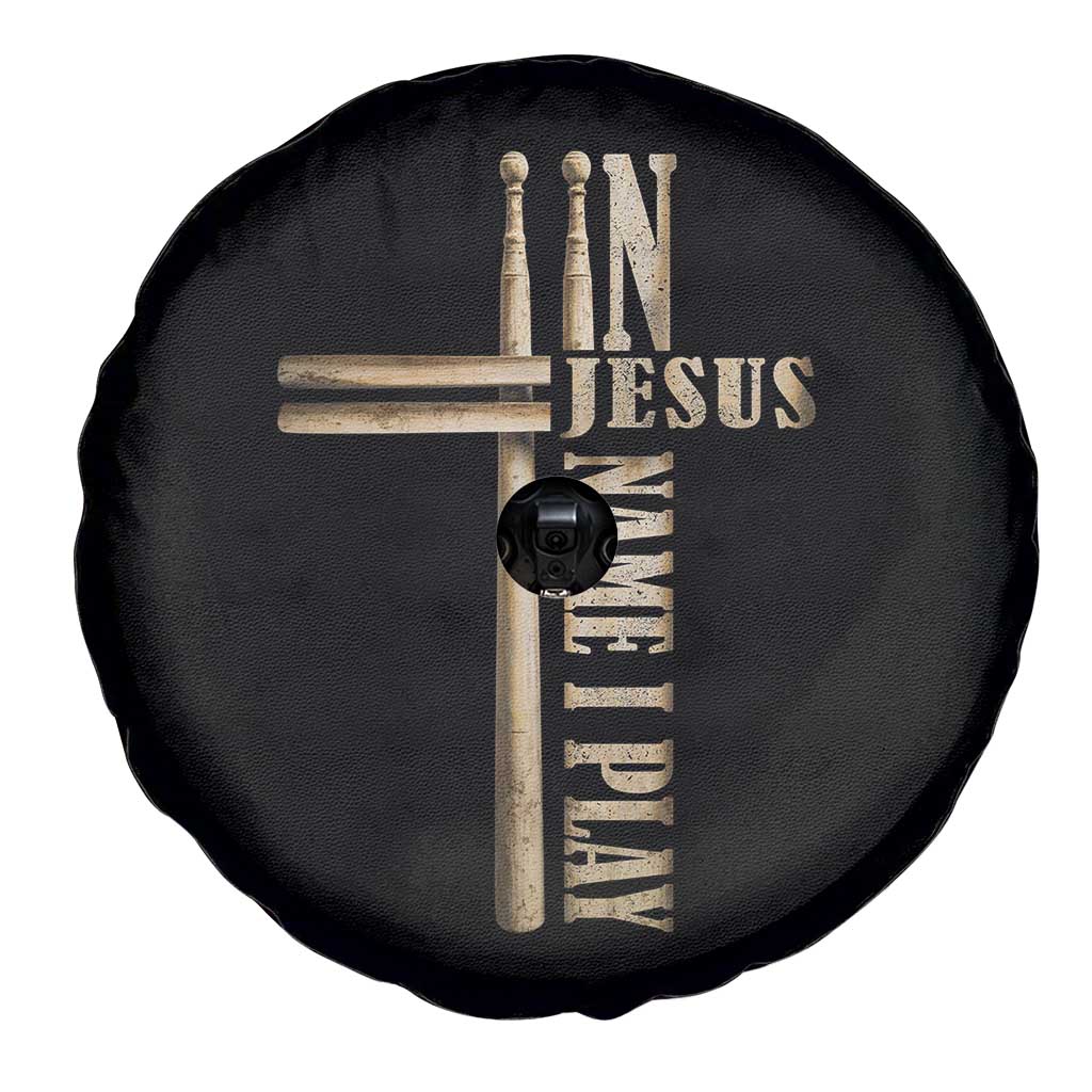 Christian Drummer Spare Tire Cover In Jesus Name I Play Drumstick Cross Drums Percussionist TS10 Print Your Wear