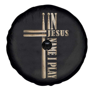 Christian Drummer Spare Tire Cover In Jesus Name I Play Drumstick Cross Drums Percussionist TS10 Print Your Wear