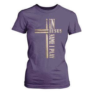 Christian Drummer T Shirt For Women In Jesus Name I Play Drumstick Cross Drums Percussionist TS10 Purple Print Your Wear