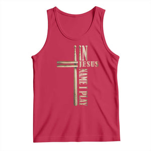 Christian Drummer Tank Top In Jesus Name I Play Drumstick Cross Drums Percussionist TS10 Red Print Your Wear