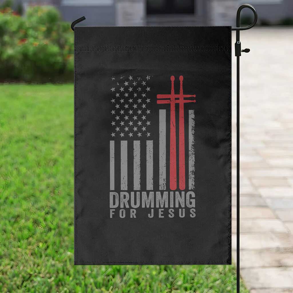 Christian Drummer Garden Flag Drumming For Jesus Cross USA Flag Percussionist TS10 Print Your Wear