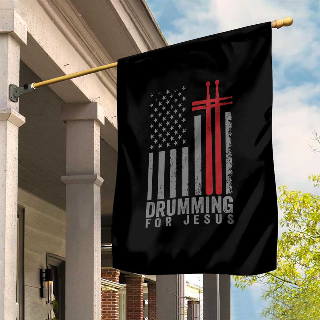 Christian Drummer Garden Flag Drumming For Jesus Cross USA Flag Percussionist TS10 Print Your Wear