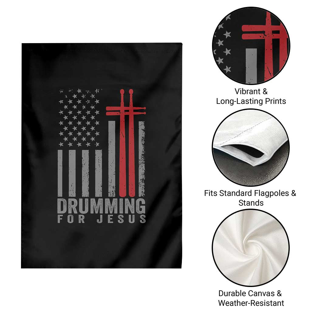 Christian Drummer Garden Flag Drumming For Jesus Cross USA Flag Percussionist TS10 Print Your Wear