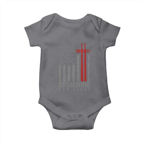 Christian Drummer Baby Onesie Drumming For Jesus Cross USA Flag Percussionist TS10 Charcoal Print Your Wear
