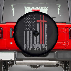 Christian Drummer Spare Tire Cover Drumming For Jesus Cross USA Flag Percussionist TS10 Black Print Your Wear