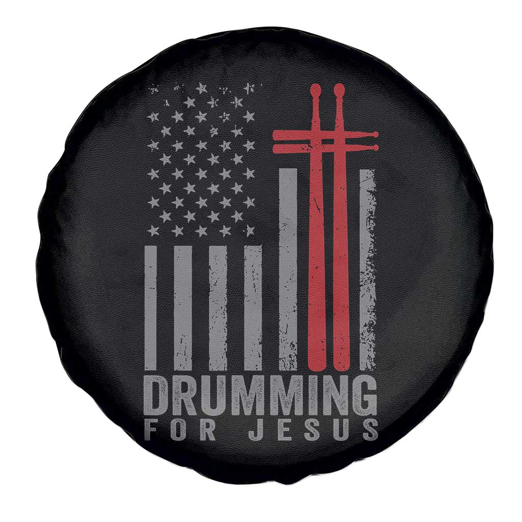 Christian Drummer Spare Tire Cover Drumming For Jesus Cross USA Flag Percussionist TS10 Print Your Wear