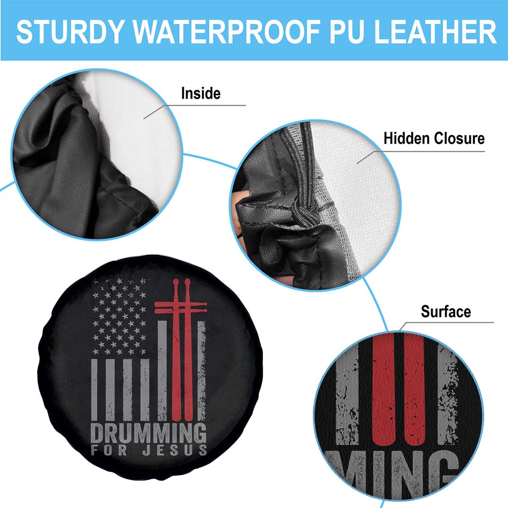 Christian Drummer Spare Tire Cover Drumming For Jesus Cross USA Flag Percussionist TS10 Print Your Wear
