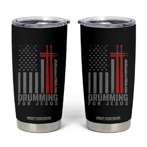 Christian Drummer Tumbler Cup Drumming For Jesus Cross USA Flag Percussionist TS10 Black Print Your Wear