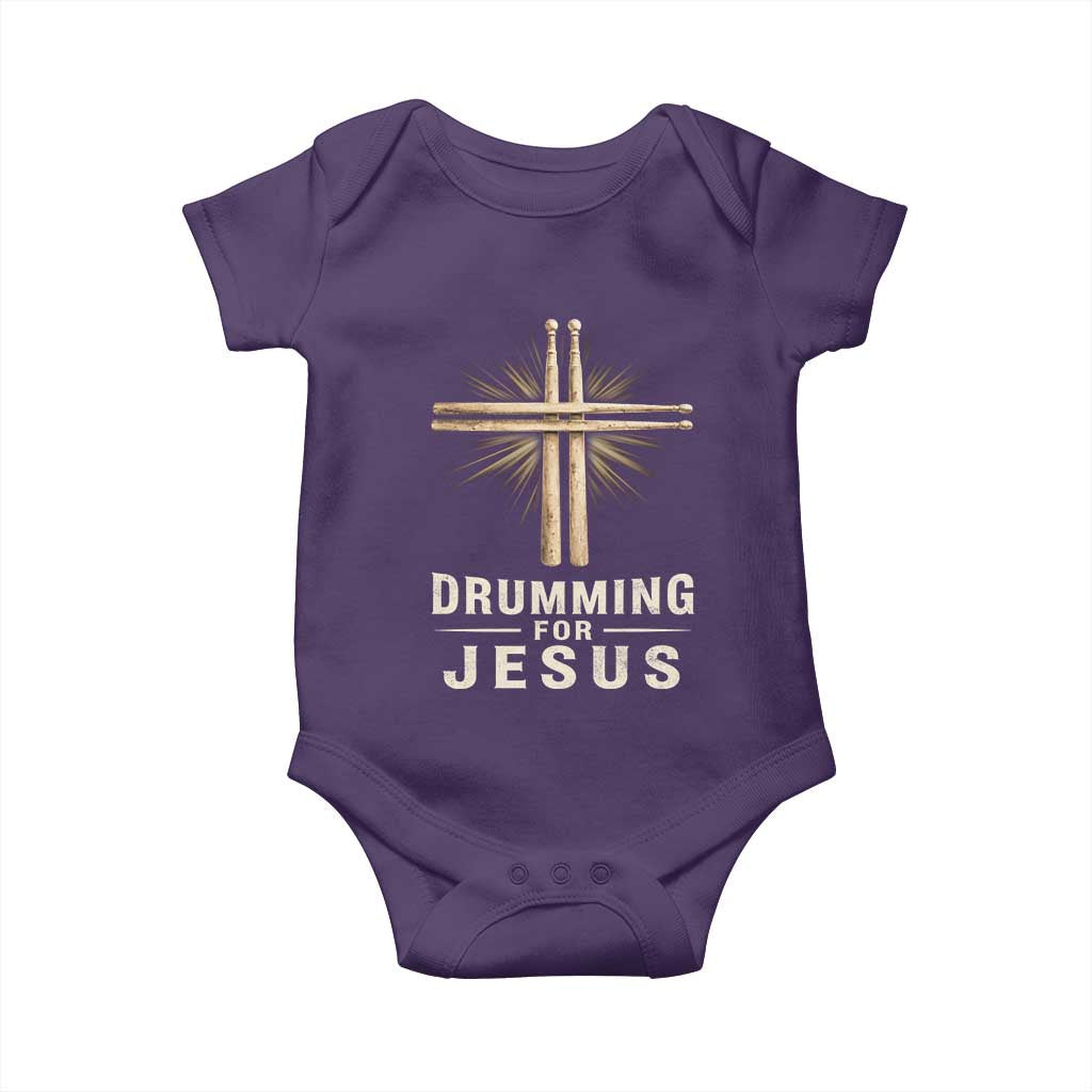 Christian Drummer Baby Onesie Drumming For Jesus Drumstick Cross Percussionist TS10 Purple Print Your Wear