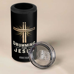 Christian Drummer 4 in 1 Can Cooler Tumbler Drumming For Jesus Drumstick Cross Percussionist TS10 Print Your Wear