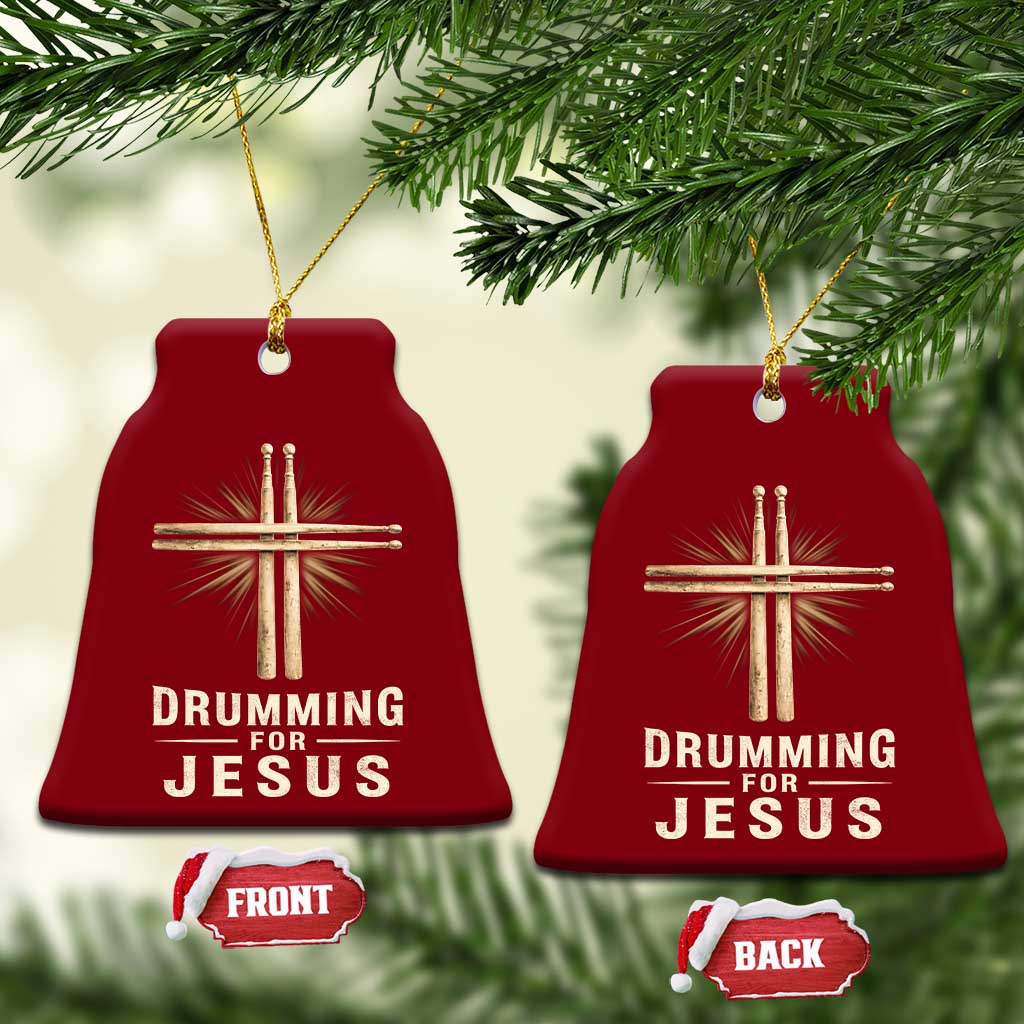 Christian Drummer Ceramic Ornament Drumming For Jesus Drumstick Cross Percussionist TS10 Print Your Wear