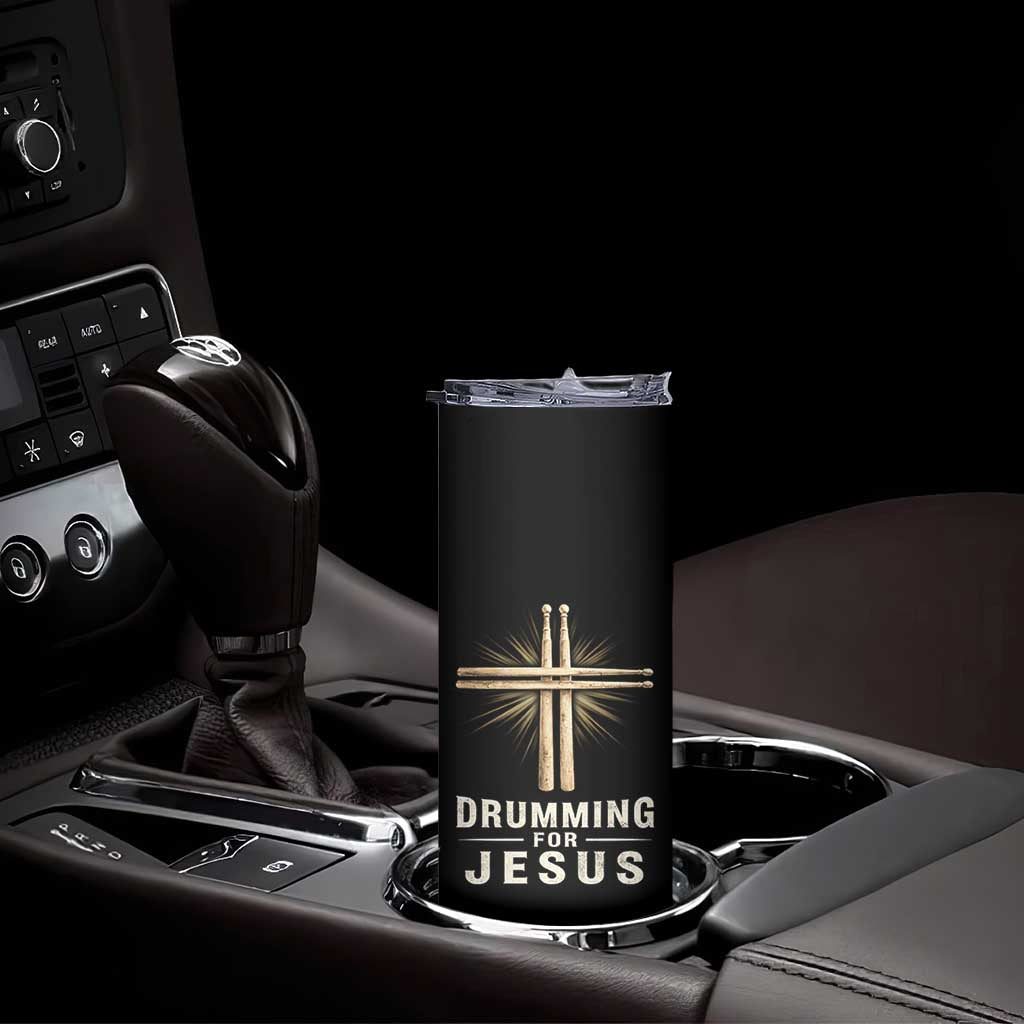 Christian Drummer Skinny Tumbler Drumming For Jesus Drumstick Cross Percussionist TS10 Print Your Wear