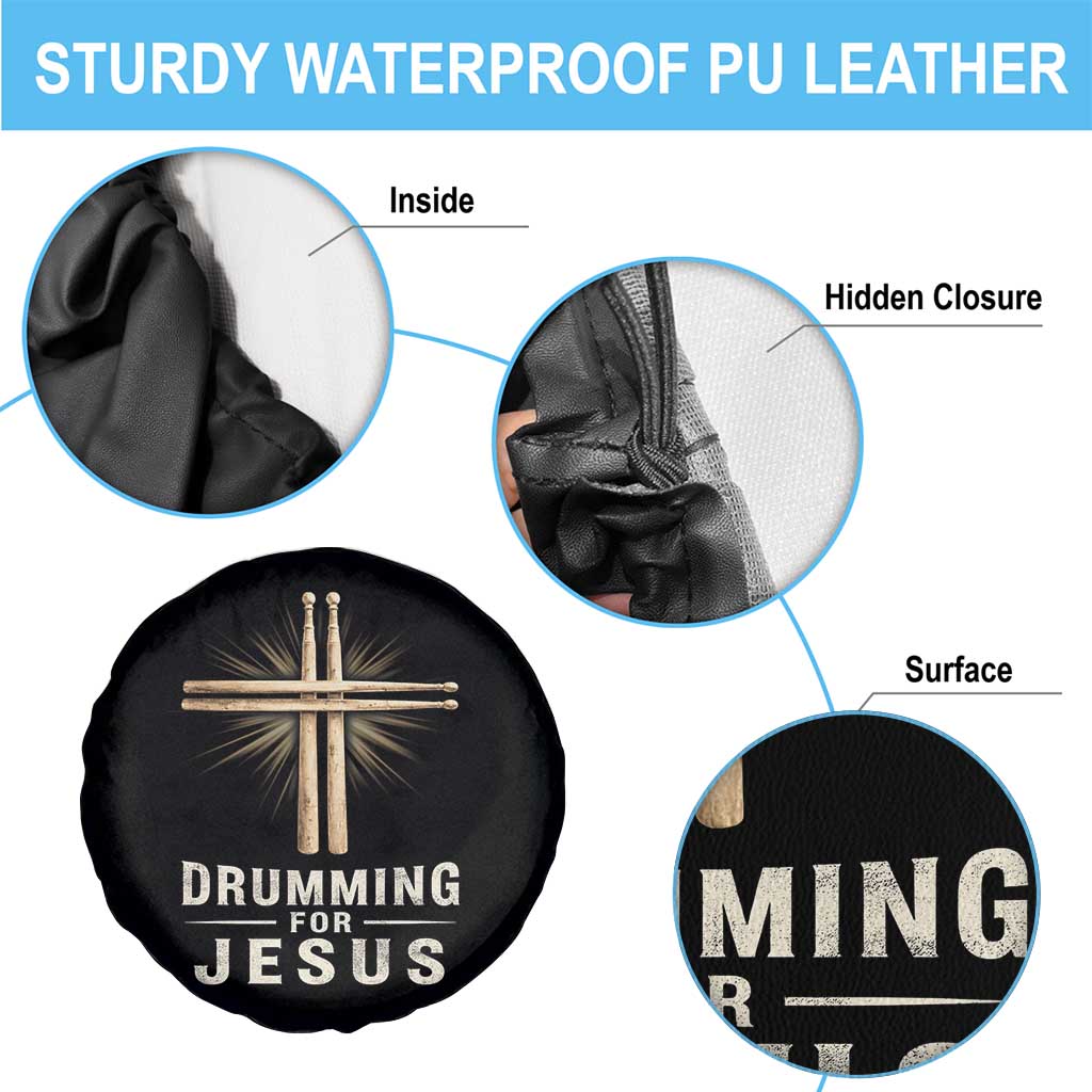 Christian Drummer Spare Tire Cover Drumming For Jesus Drumstick Cross Percussionist TS10 Print Your Wear