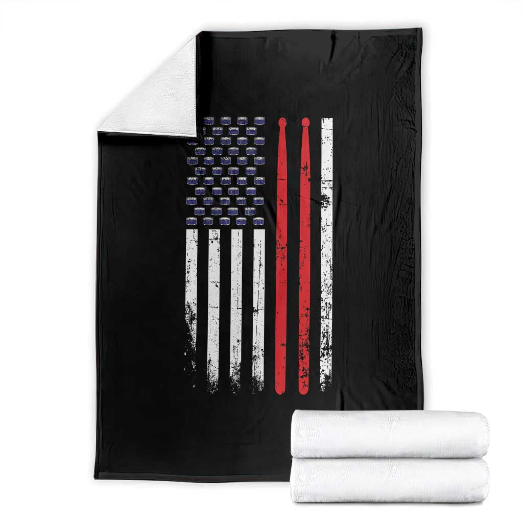 Patriotic Drummer Throw Blanket Percussionist Gift Drumming Drumsticks American Flag TS10 Black Print Your Wear