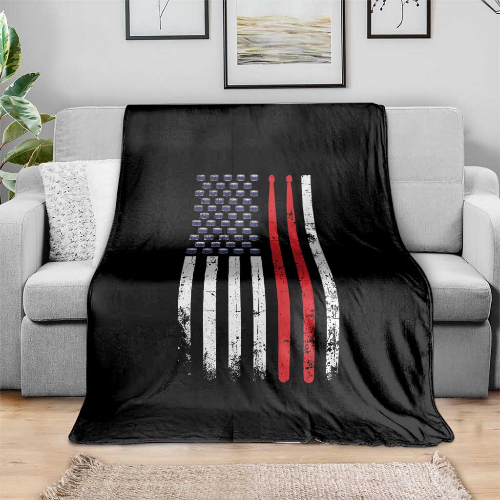Patriotic Drummer Throw Blanket Percussionist Gift Drumming Drumsticks American Flag TS10 Print Your Wear