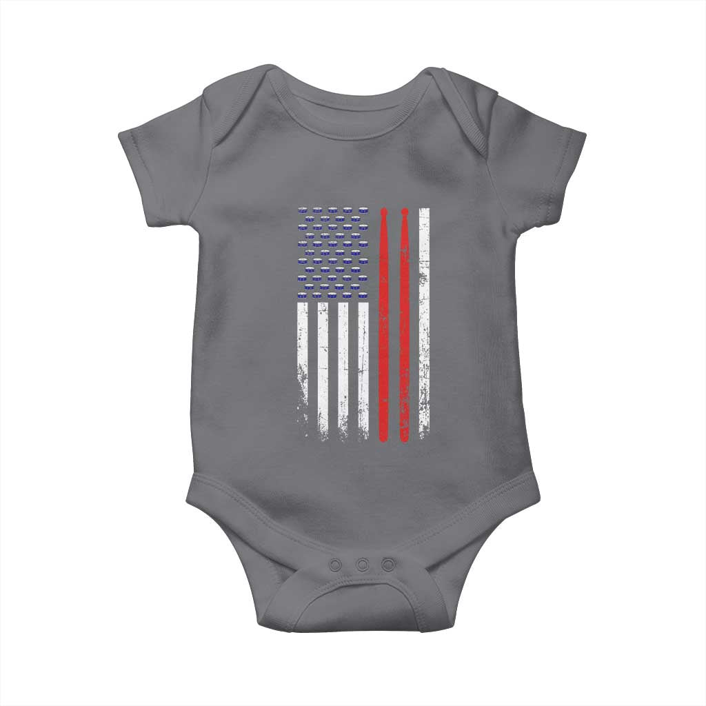 Patriotic Drummer Baby Onesie Percussionist Gift Drumming Drumsticks American Flag TS10 Charcoal Print Your Wear