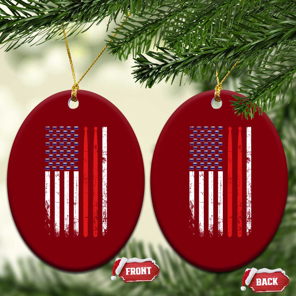 Patriotic Drummer Ceramic Ornament Percussionist Gift Drumming Drumsticks American Flag TS10 Print Your Wear
