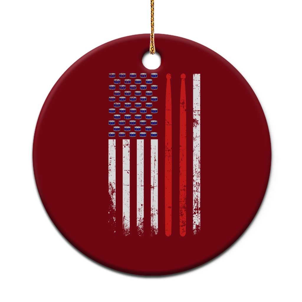 Patriotic Drummer Ceramic Ornament Percussionist Gift Drumming Drumsticks American Flag TS10 1pc Red Print Your Wear