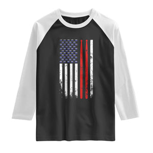 Patriotic Drummer Raglan Shirt Percussionist Gift Drumming Drumsticks American Flag TS10 Black White Print Your Wear