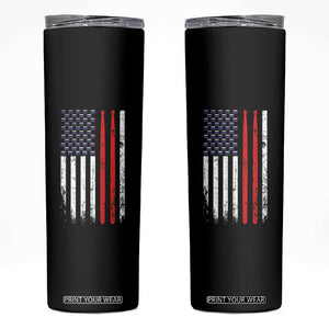 Patriotic Drummer Skinny Tumbler Percussionist Gift Drumming Drumsticks American Flag TS10 Black Print Your Wear