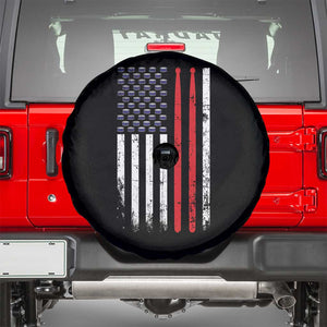 Patriotic Drummer Spare Tire Cover Percussionist Gift Drumming Drumsticks American Flag TS10 Black Print Your Wear
