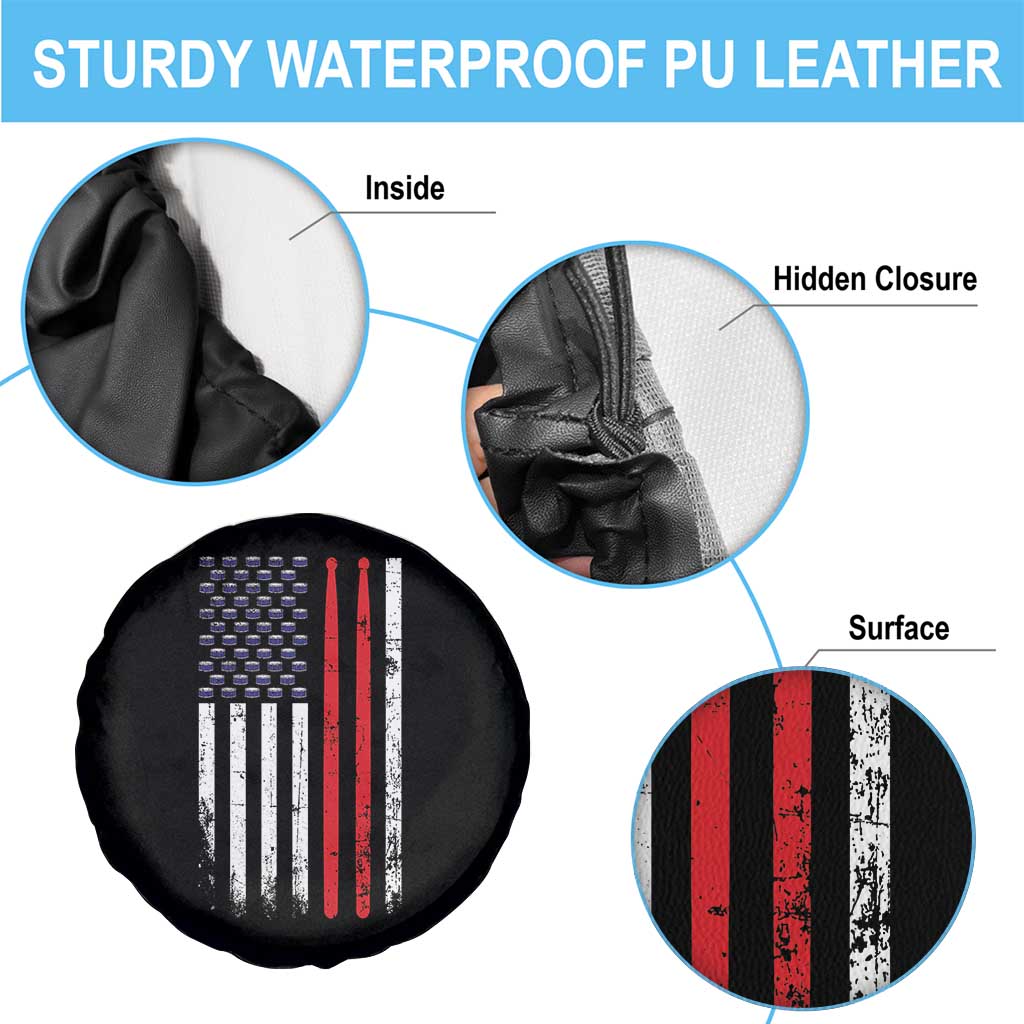 Patriotic Drummer Spare Tire Cover Percussionist Gift Drumming Drumsticks American Flag TS10 Print Your Wear