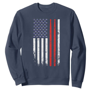 Patriotic Drummer Sweatshirt Percussionist Gift Drumming Drumsticks American Flag TS10 Navy Print Your Wear
