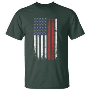 Patriotic Drummer T Shirt Percussionist Gift Drumming Drumsticks American Flag TS10 Dark Forest Green Print Your Wear