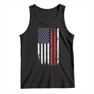Patriotic Drummer Tank Top Percussionist Gift Drumming Drumsticks American Flag TS10 Black Print Your Wear