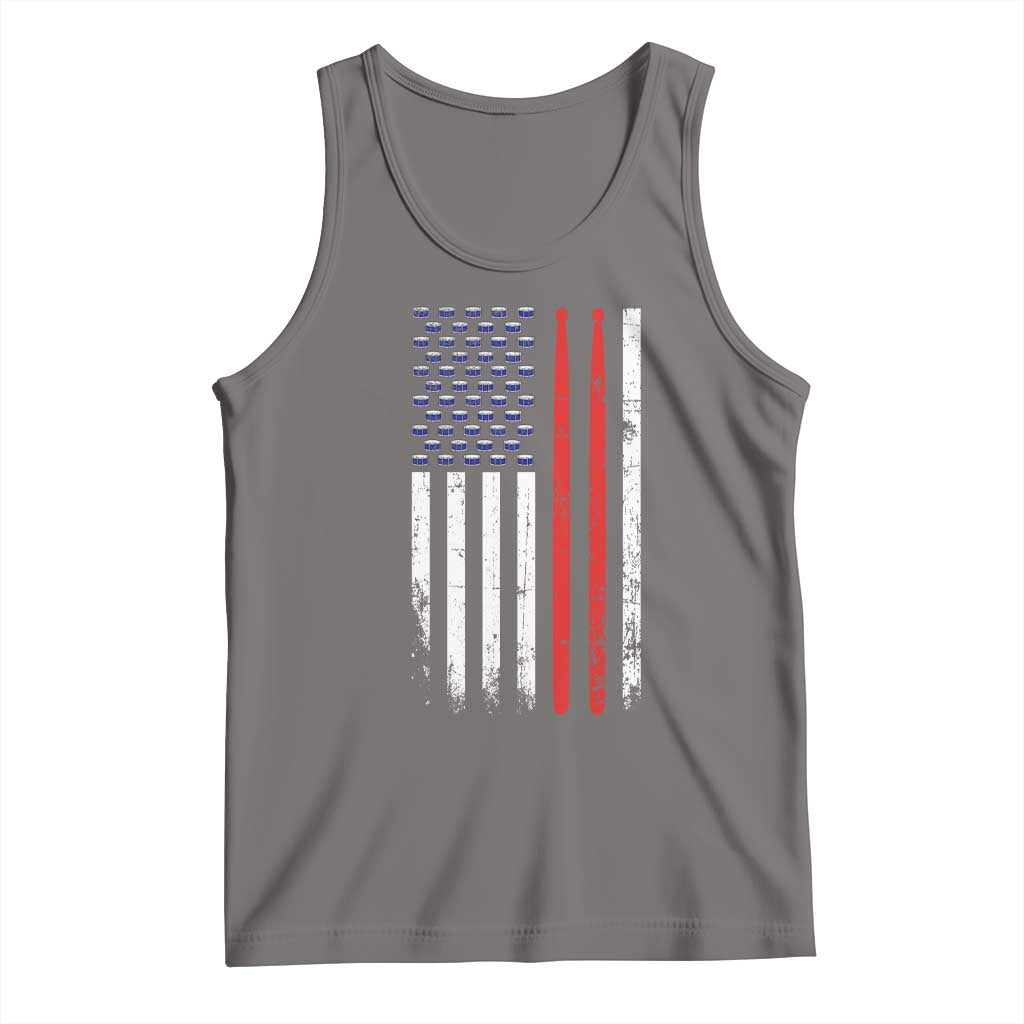Patriotic Drummer Tank Top Percussionist Gift Drumming Drumsticks American Flag TS10 Deep Heather Print Your Wear