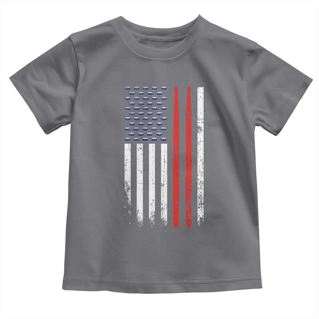 Patriotic Drummer Toddler T Shirt Percussionist Gift Drumming Drumsticks American Flag TS10 Charcoal Print Your Wear