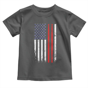 Patriotic Drummer Toddler T Shirt Percussionist Gift Drumming Drumsticks American Flag TS10 Dark Heather Print Your Wear