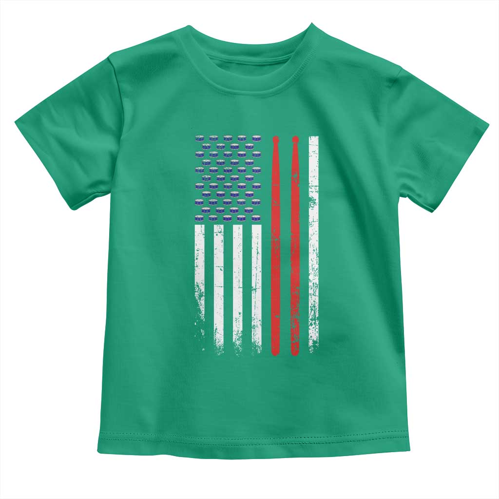 Patriotic Drummer Toddler T Shirt Percussionist Gift Drumming Drumsticks American Flag TS10 Irish Green Print Your Wear
