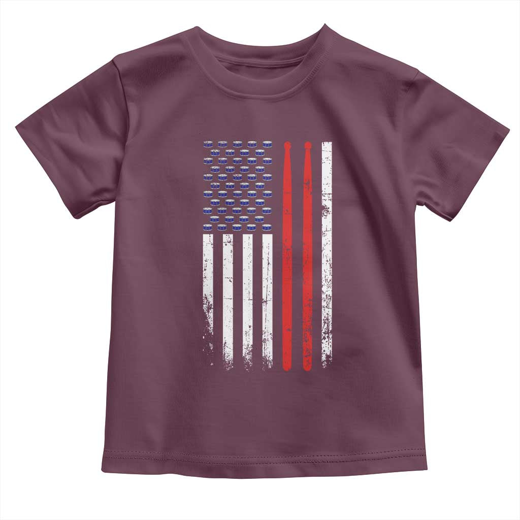 Patriotic Drummer Toddler T Shirt Percussionist Gift Drumming Drumsticks American Flag TS10 Maroon Print Your Wear