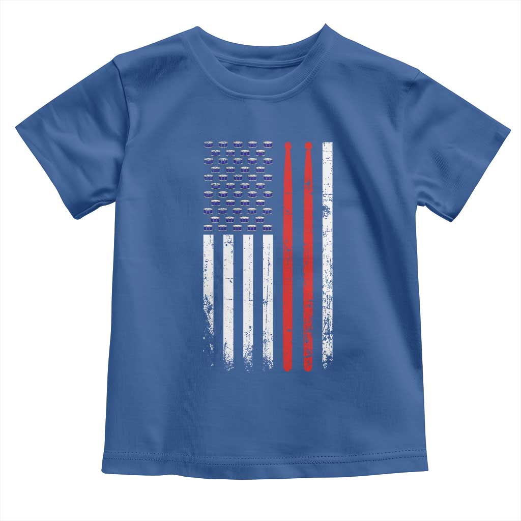 Patriotic Drummer Toddler T Shirt Percussionist Gift Drumming Drumsticks American Flag TS10 Royal Blue Print Your Wear